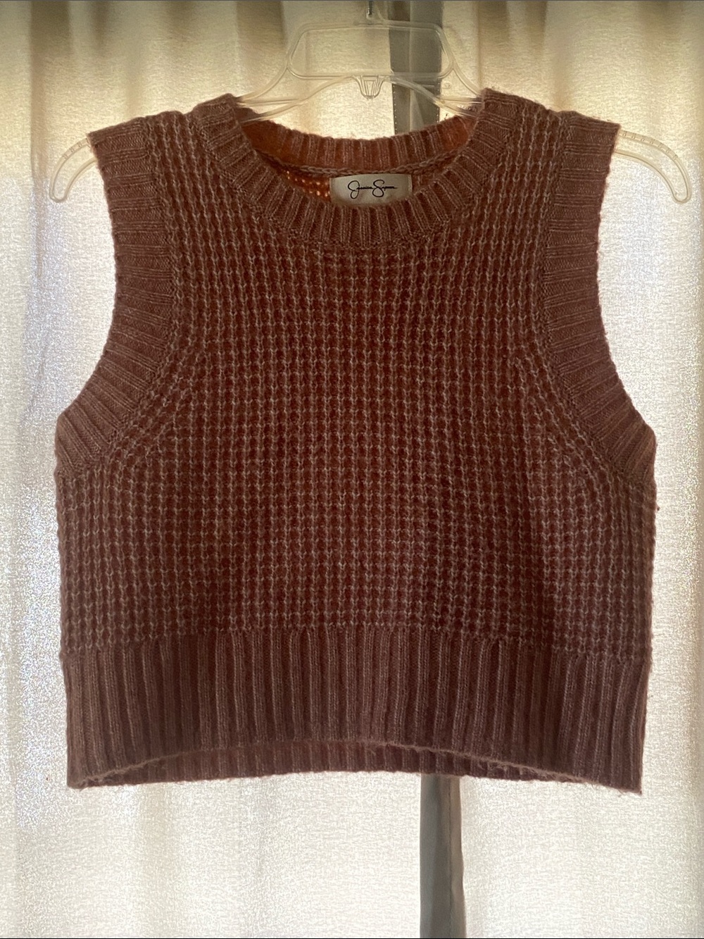 Jessica Simpson Mauve Textured Sleeveless Knit Vest